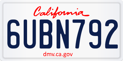 CA license plate 6UBN792