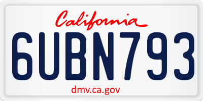 CA license plate 6UBN793