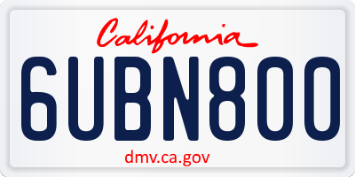 CA license plate 6UBN800