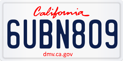 CA license plate 6UBN809