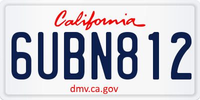 CA license plate 6UBN812