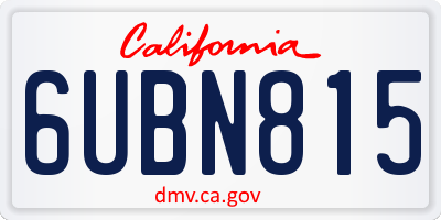 CA license plate 6UBN815