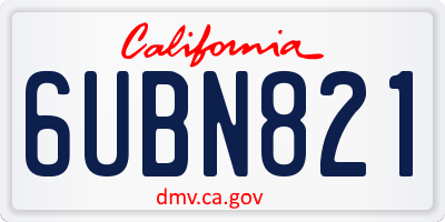 CA license plate 6UBN821