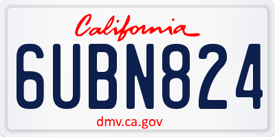 CA license plate 6UBN824