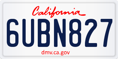 CA license plate 6UBN827