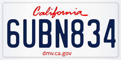 CA license plate 6UBN834