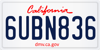 CA license plate 6UBN836
