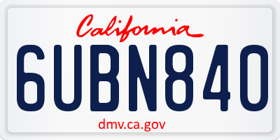 CA license plate 6UBN840