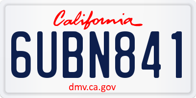 CA license plate 6UBN841