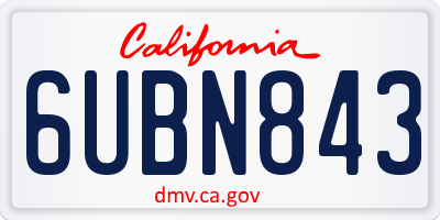 CA license plate 6UBN843