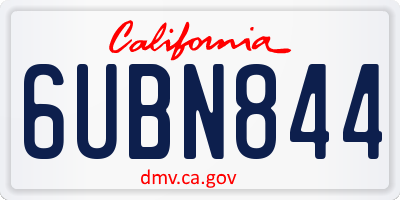 CA license plate 6UBN844