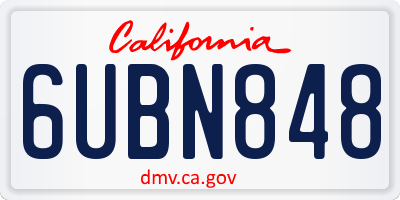 CA license plate 6UBN848