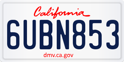 CA license plate 6UBN853