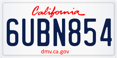 CA license plate 6UBN854