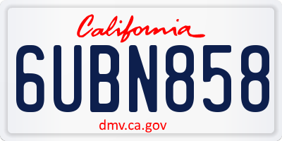 CA license plate 6UBN858