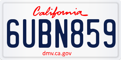 CA license plate 6UBN859