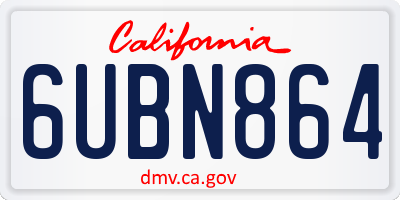 CA license plate 6UBN864