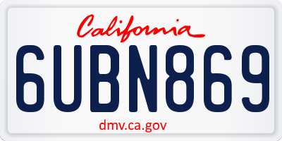 CA license plate 6UBN869
