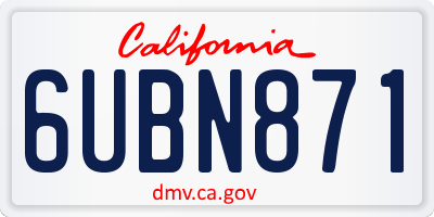 CA license plate 6UBN871