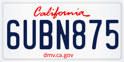 CA license plate 6UBN875