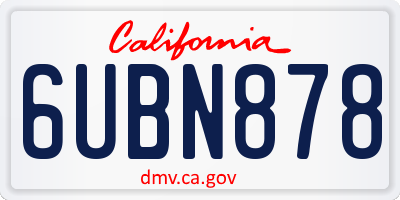 CA license plate 6UBN878
