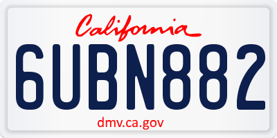 CA license plate 6UBN882