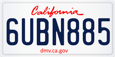 CA license plate 6UBN885