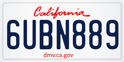 CA license plate 6UBN889