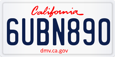 CA license plate 6UBN890