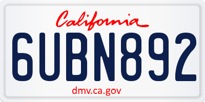 CA license plate 6UBN892