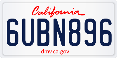 CA license plate 6UBN896