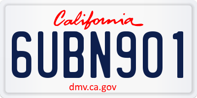 CA license plate 6UBN901