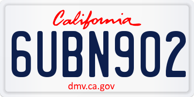 CA license plate 6UBN902