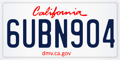 CA license plate 6UBN904