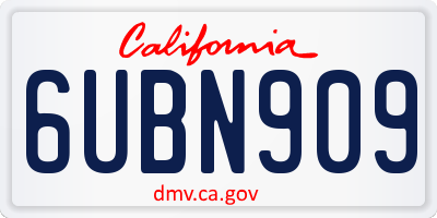 CA license plate 6UBN909