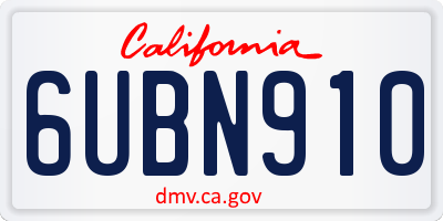 CA license plate 6UBN910