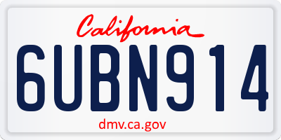 CA license plate 6UBN914