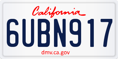 CA license plate 6UBN917