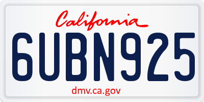 CA license plate 6UBN925
