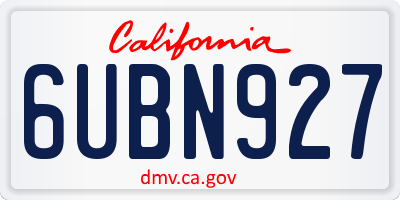 CA license plate 6UBN927