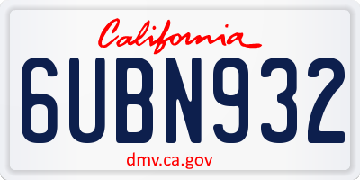 CA license plate 6UBN932