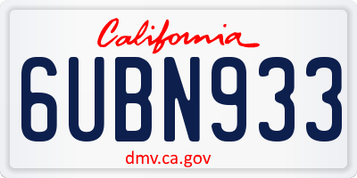 CA license plate 6UBN933