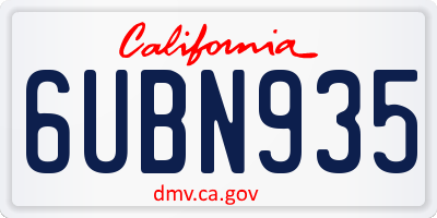 CA license plate 6UBN935