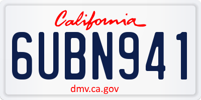 CA license plate 6UBN941