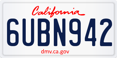 CA license plate 6UBN942