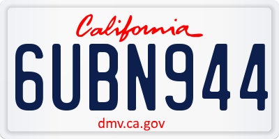 CA license plate 6UBN944