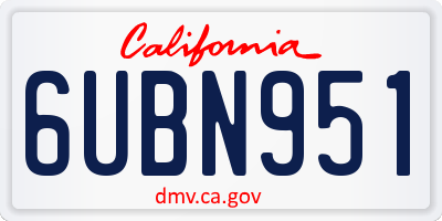 CA license plate 6UBN951