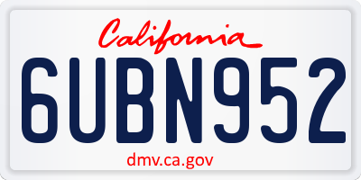 CA license plate 6UBN952