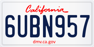 CA license plate 6UBN957