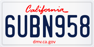 CA license plate 6UBN958
